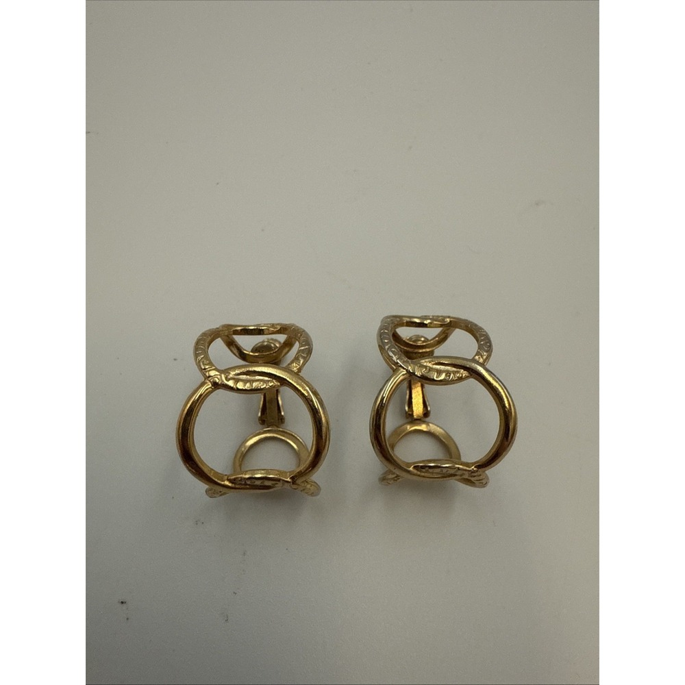 Vintage Signed NAPIER Clip Screw Back Hoop Earrings Polished & Textured
